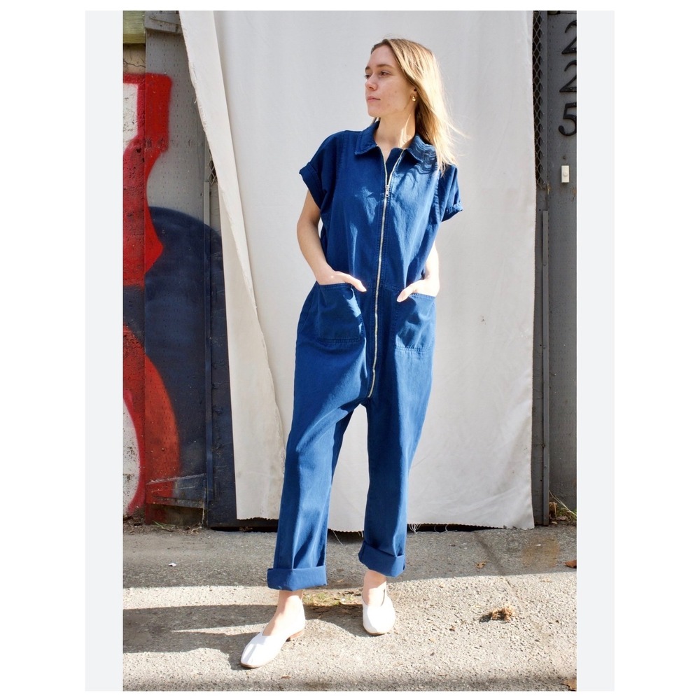 Rachel Comey Barrie Jumpsuit Women Size 00‎ Blue XS Zip Front Utilitarian Art